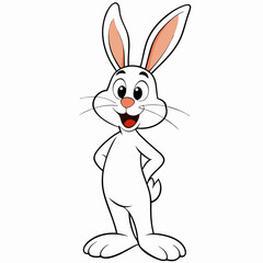 White Rabbit Character Standing with Red Eyes and Extended Hand – Full-Body Cartoon Illustration