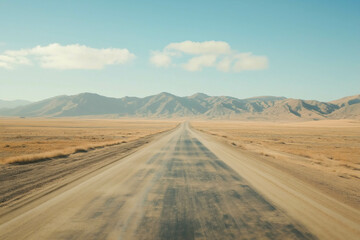 Empty asphalt road, Adventure road in desert, no people.