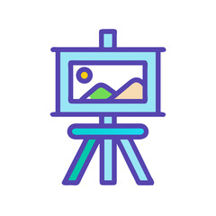 Colorful Illustration of an Easel with a Landscape Painting on Display