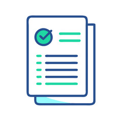 Completed Checklist Icon with Check Mark on Black Background