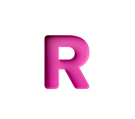 Vibrant pink gradient letter R with sleek design. 3D Illustration.