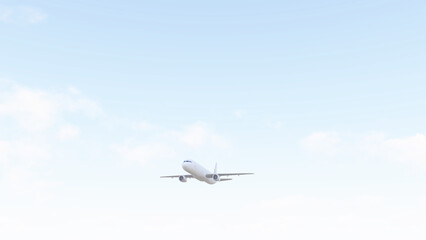 ULTRA HD. Airplane flies in blue sky. Travel, tourism. Airplane takes off against the background of blue sky.  Travel concept. 