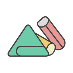 Minimalist Yoga Mat and Blocks Illustration in Pastel Colors on Black