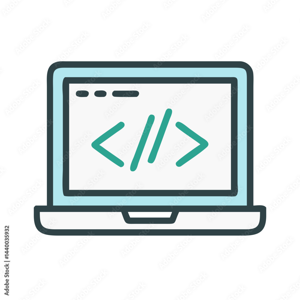 Poster laptop with code - software development, programming, coding, website design
