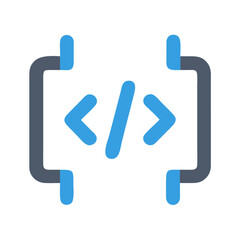 Code Icon: Blue HTML Tag Symbol on Black Background, Development Concept