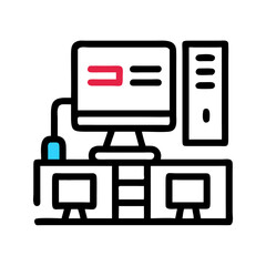 Minimalist Abstract Design with Red, Blue, and Black Elements