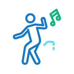 Dancing Man with Music Note Icon on Black Background Illustration