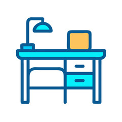 Stylish Desk with Lamp and Drawers Illustration for Modern Workspace Design