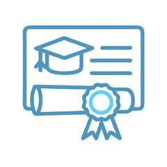 Education Graduation Degree Diploma Certificate Icon on Black Background