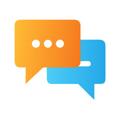 Fototapeta premium Orange and Blue Chat Bubbles Icon on Black Background for Communication
