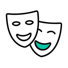 Aqua Crescent on Black Background, Simple Abstract Design Element