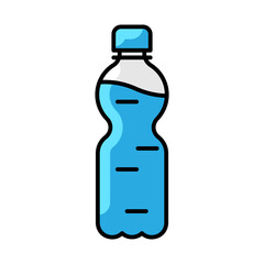Plastic bottle with water icon. Aqua or liquid thin line illustration.