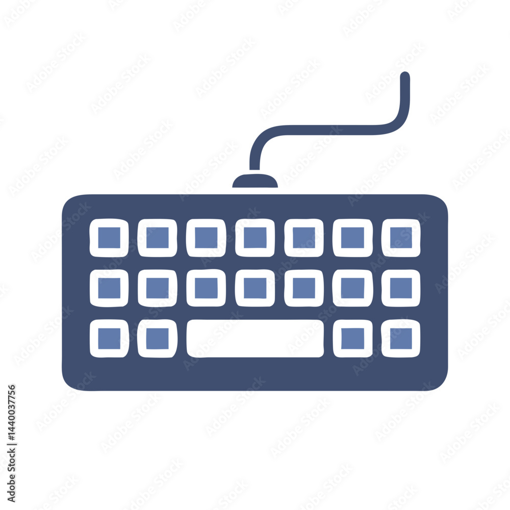 Fototapete cartoon keyboard vector illustration on black background for computer and tech