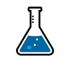 Abstract Blue Liquid Container with Bubbles on Black Background - Vector Icon