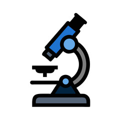 Blue Microscope Icon on Black Background: Science, Laboratory, and Research