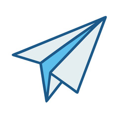 Paper Airplane Icon - Origami Plane Vector Illustration on Black Background