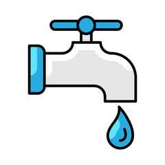 Tap with water drop icon. Aqua or liquid thin line illustration.