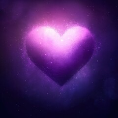 Glowing purple heart in the dark