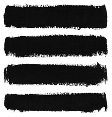 Hand painted black strokes of paint isolated on transparent background