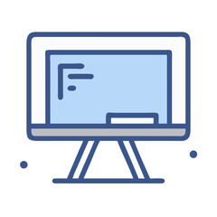 Blue and White Presentation Board on Stand Icon Design