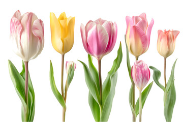 Delightful Tulips in Pink Yellow and White A Blooming Delight