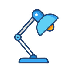 Blue Adjustable Desk Lamp Icon Illustration, Lighting Fixture, Study Lamp