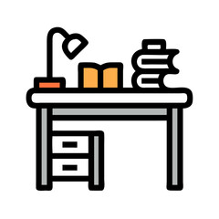 Minimalist Table with Books on Black Background - Vector Illustration