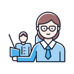 Female Teacher Giving a Presentation, Lesson, or Lecture, Isolated on Black