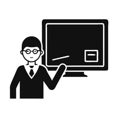 Professor with Board Icon, Education, Learning, Presentation Concept