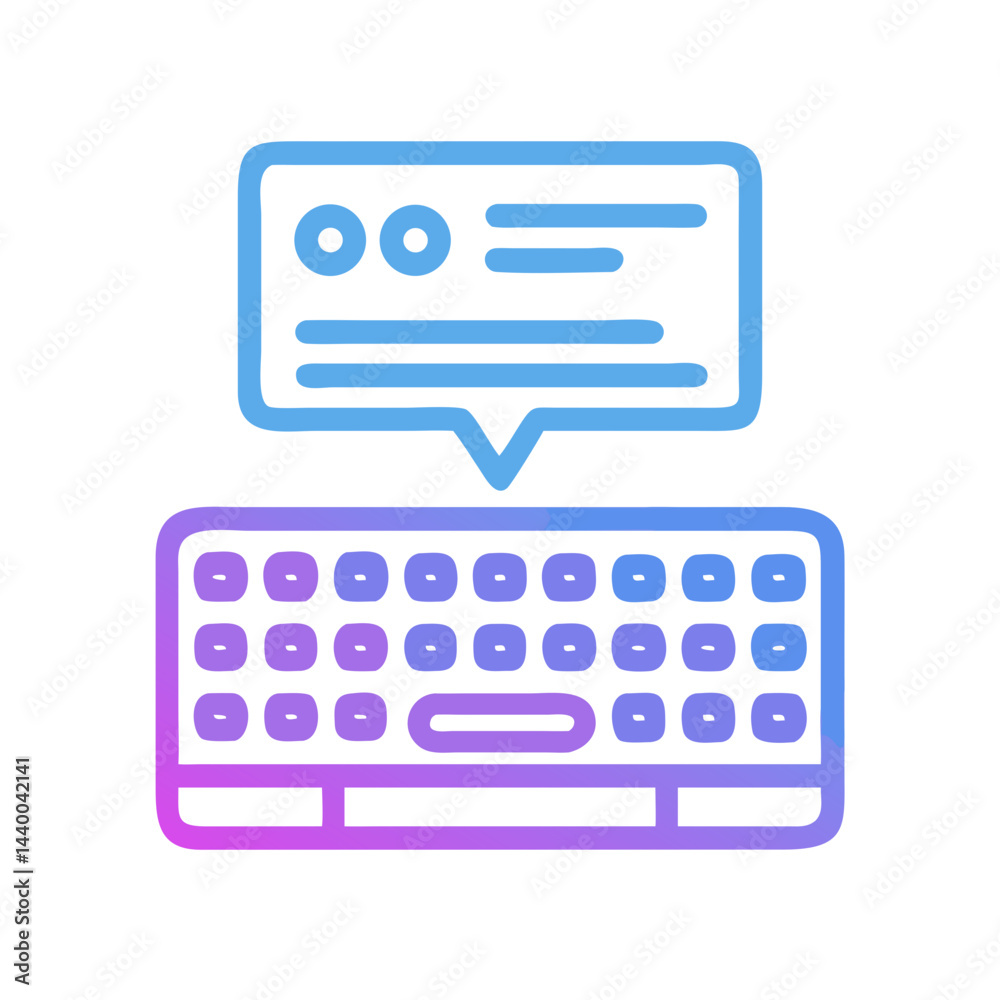 Poster keyboard and message notification icon with gradient color, modern design