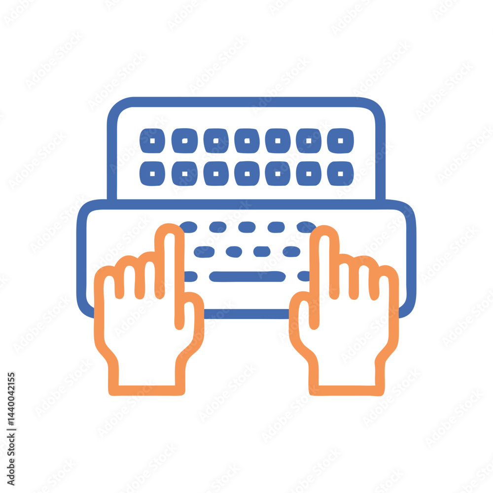Poster typing on keyboard icon: user interface, technology, and computer interaction