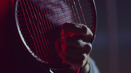 Close-up tennis racket grip