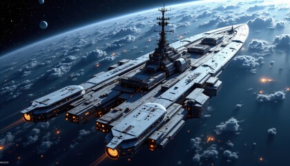 Futuristic orbital shipyard symbolizing Space Exploration efforts powered by Private Secto