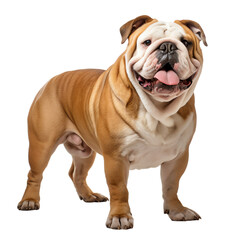 Obraz premium A happy bulldog standing proudly, showcasing its playful and friendly demeanor.