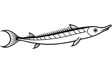 Elegant Oarfish Line Art