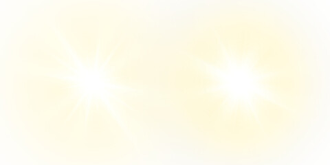 Vector transparent sunlight with sun glare. Overlay, Sun rays and glare, Sun, sunrays, light transitions, lens flare, light leaks and glare in PNG format. PNG sunlight flare. Golden flash and glare.	