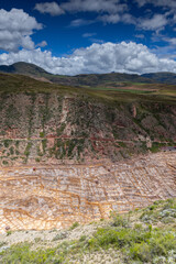 The Salineras de Maras is made up of more than 3 thousand natural salt wells near the town of Maras, Cusco Relion, Peru