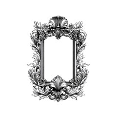 Ornate Silver Baroque Frame Elegant Design Element for Luxury Branding and Decoration