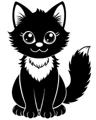 black and white cat vector