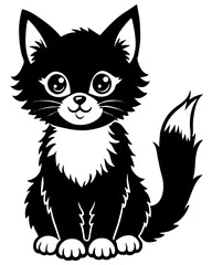 black and white cat vector