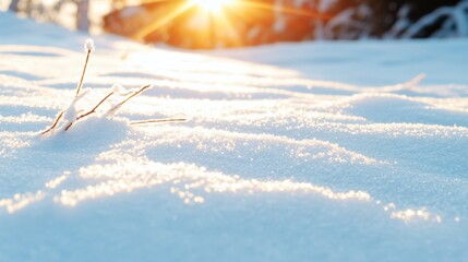 Winter wonderland smooth white snow under a bright sun nature photography serene landscape close-up view