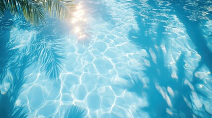 Tropical blue water surface with soft palm leaf exotic beach nature photography serene environment aerial view