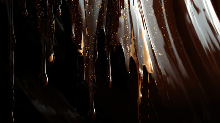 Delicious melted chocolate Dripping chocolate texture image.