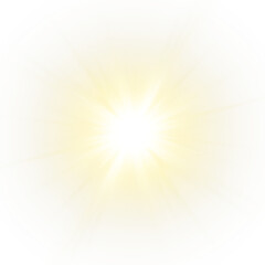 Obraz premium Vector transparent sunlight with sun glare. Overlay, Sun rays and glare, Sun, sunrays, light transitions, lens flare, light leaks and glare in PNG format. PNG sunlight flare. Golden flash and glare. 