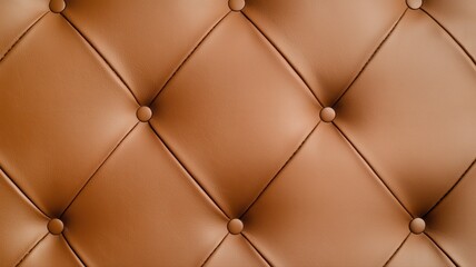 Naklejka premium Elegant Caramel Brown Leather Upholstery with Button Tufting Texture leather upholstery tufting soft