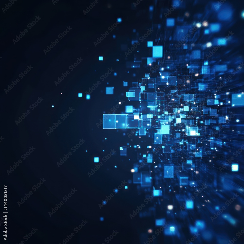Aufkleber blue digital data stream; abstract tech background; website header