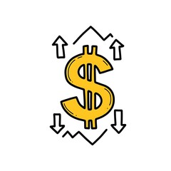 3D dollar sign with arrows