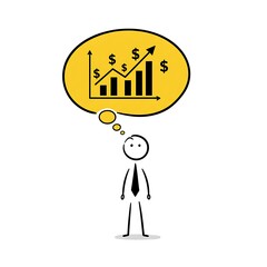 3D stickman thinking financial growth