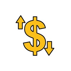Obraz premium 3D dollar icon with bidirectional arrows