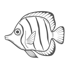 Copperband Butterflyfish Line Art Illustration
